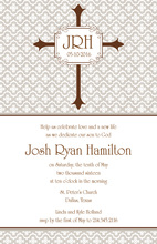 Khaki Stripe Cross Invitation