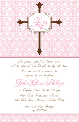 Khaki Stripe Cross Invitation