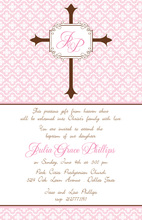 Pink Stripe Cross Invitation