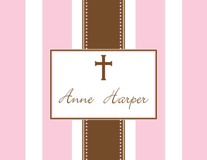 Pink Stripe Cross Invitation