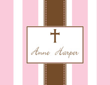 Pink Stripe Cross Thank You Cards