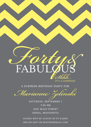 Fabulous Gold Glitter Chevron Fourty Birthday Invitations