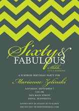 Fabulous Lime Chevron Sixty Birthday Invitations