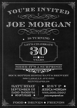 Fancy Chalkboard Surprise Birthday Invitations