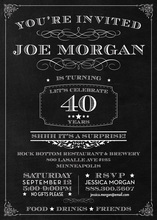 Chalkboard Surprise 40th Birthday Invitations