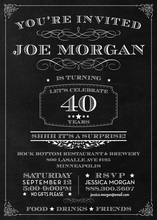 Chalkboard Surprise 40th Birthday Invitations