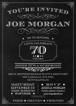 Chalkboard Surprise 70th Birthday Invitations