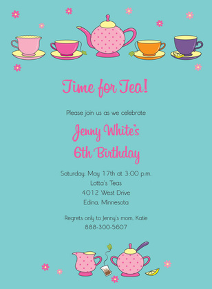 Hot Pink Tea Brunch Party Invitations