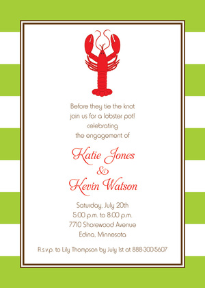 Wooden Birch Red Lobster Invitations