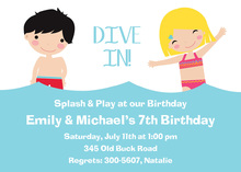 Cute Kids Suits Pool Invitations