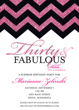 Hot Pink Glitter Chevron Thirty Fabulous Invites