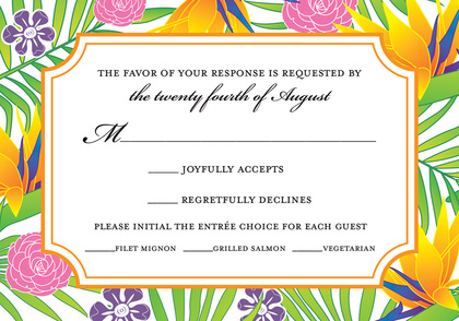 Sophisticated Orange Tropical Paradise Invitations