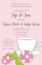 Pink Sip and See Baby Shower Invitations