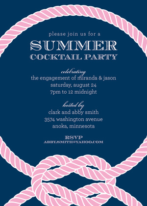 Blue Knot Over Pink Invitations