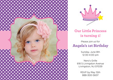 Grey Chevrons Purple Dots Princess Chalkboard Invites