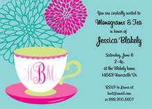 Tea Cup Monogram Firework Floral Invitations