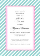 Aqua Stripes Pink Border Invitations
