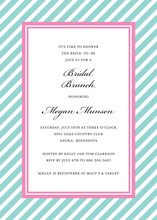 Aqua Stripes Pink Border Invitations