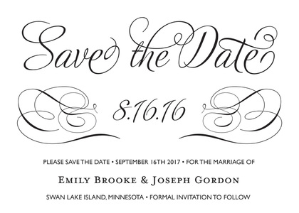 Black Script Flourish Embellishments Invitation