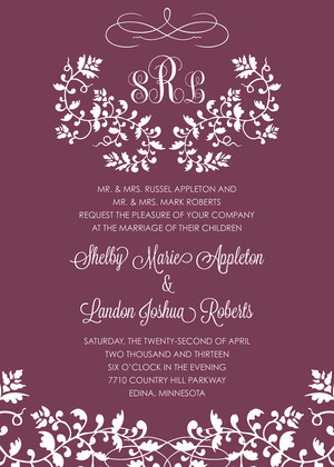 Elegant Floral Filigree Wine RSVP Cards