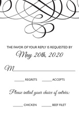 Black Meandering Flourish RSVP Cards