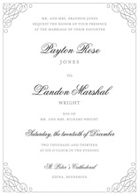 Grey Calligraphy Swash Stylish Border Invitations