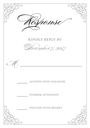 Grey Calligraphy Swash Stylish Border Invitations