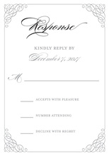 Grey Calligraphy Swash Border RSVP Cards