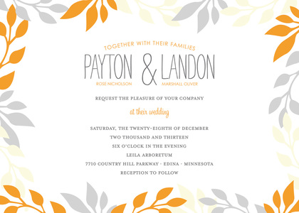 Orange and Grey Leaf Border RSVP Cards