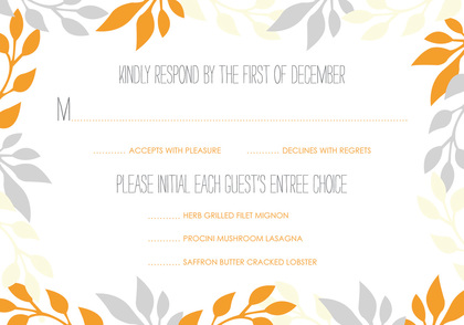 Framing Orange Grey Leaf Invitations