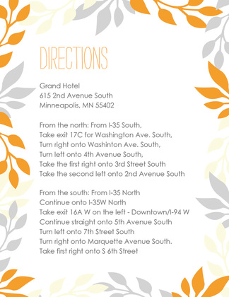 Framing Orange Grey Leaf Invitations