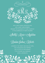 Formal Blue Monogram Sea Foam Invitation