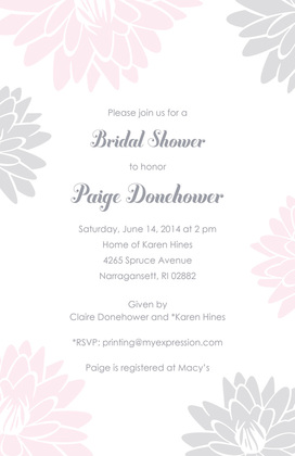 Pink Modern Floral Chalkboard Bridal Shower Invitations