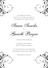 Charming Black Meandering Flourish Formal Invitations