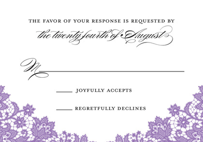 Stylish French Lilac Floral Lace Wedding Invitations