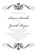 Charming Black Meandering Flourish Formal Invitations