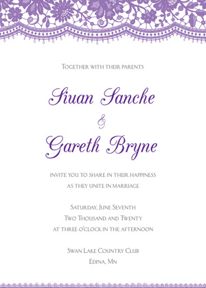 Elegant Floral Lace Purple Enclosure Cards