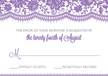 Elegant Floral Lace Purple Enclosure Cards