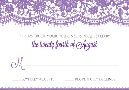 Elegant Floral Lace Purple Invitations