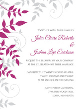 Exquisite Raspberry Grey Foliage Invitations