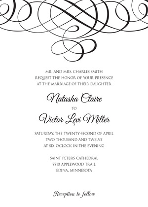 Elegant Black Meandering Flourish Enclosure Cards