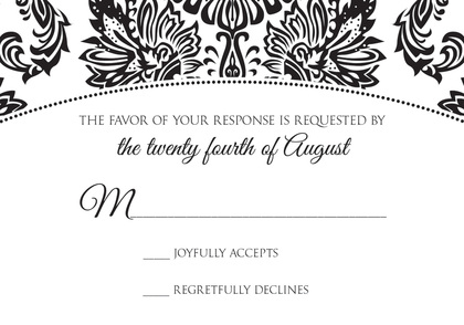 Exquisite Black Damask Oval Frame Enclosure Cards