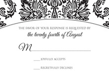 Formal Elegant Black Damask RSVP Cards