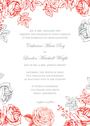 Formal Rose Peony Floral Enclosure Cards