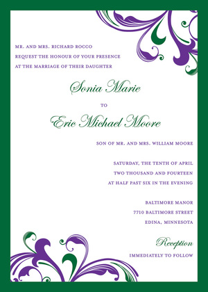 Stylish Formal Swirls Scrolls Wedding Invitations