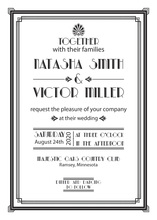 Black Vintage Deco Double Border Invitations