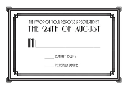 Black Vintage Deco Double Border Invitations