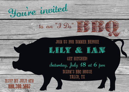 Pig Wooden BBQ Invitations