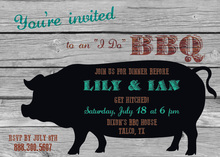 BBQ Bandana Pig Faux Chalkboard Frame Invitations