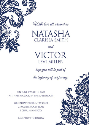 Navy Filigree Ornament Enclosure Cards